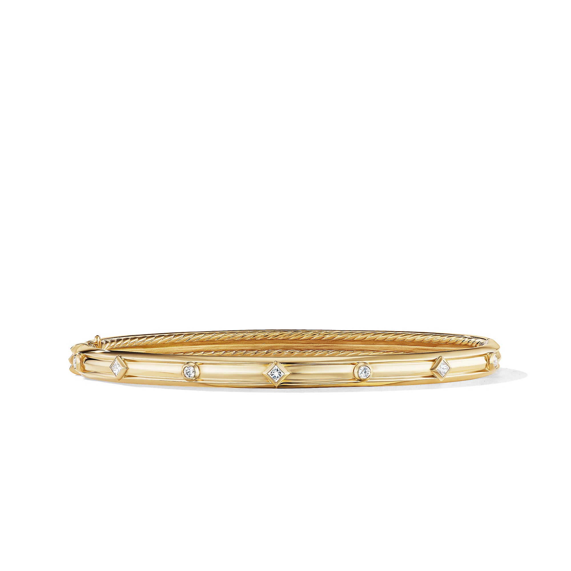 Modern Renaissance Bangle Bracelet In 18k Yellow Gold With Diamonds 4.5mm