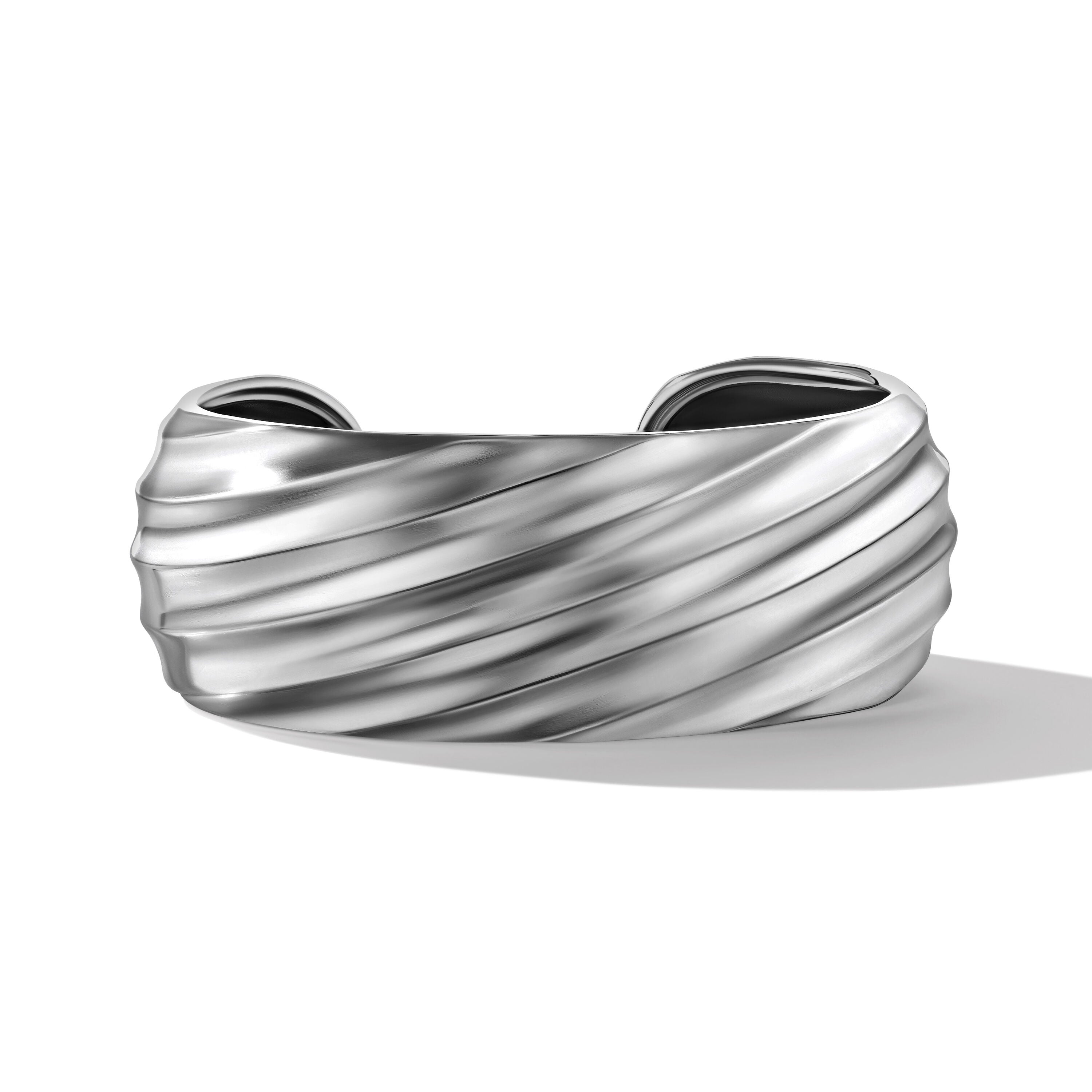 Cable Edge Cuff Bracelet In Sterling Silver 24mm