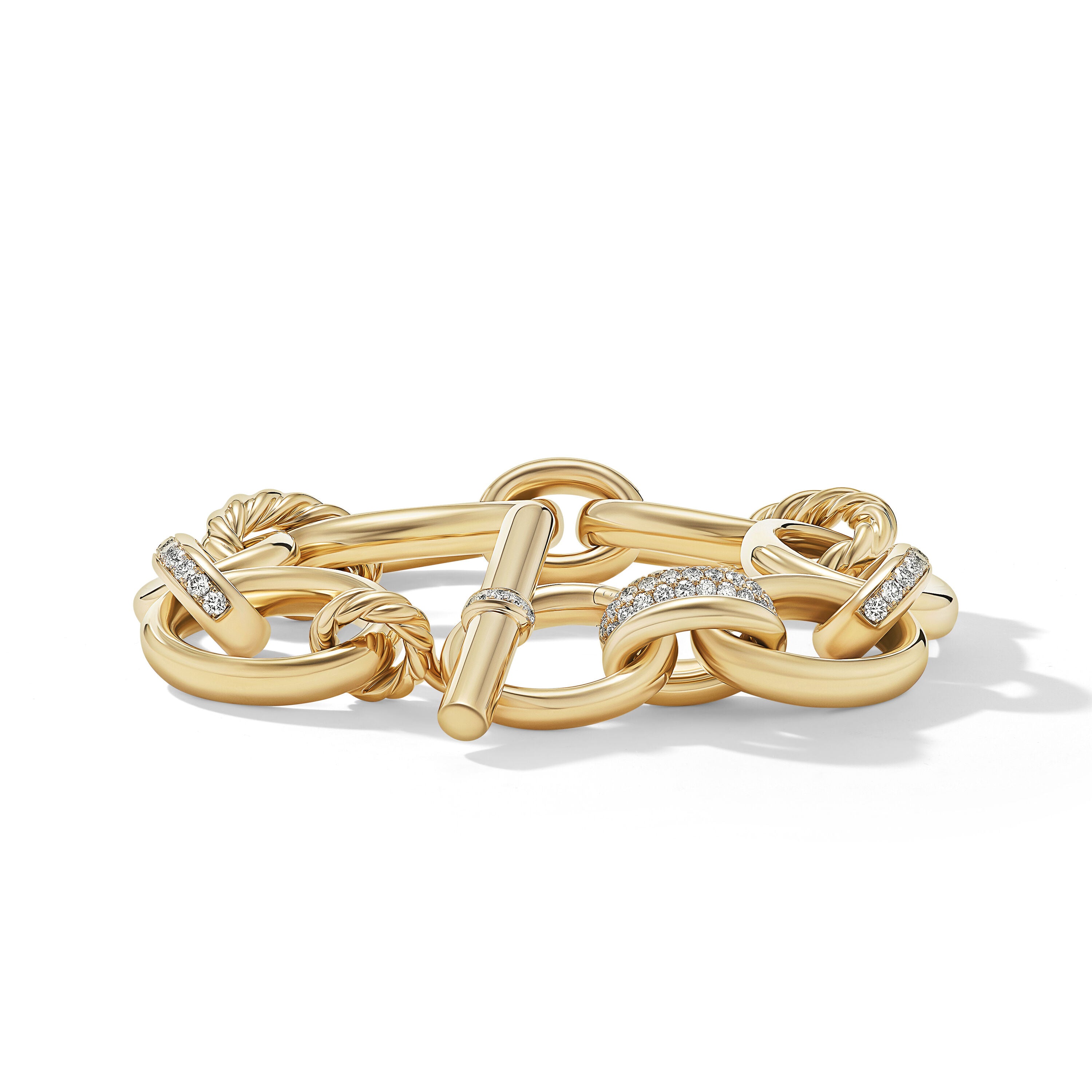 Dy Mercer Chain Bracelet In 18k Yellow Gold With Diamonds 25mm