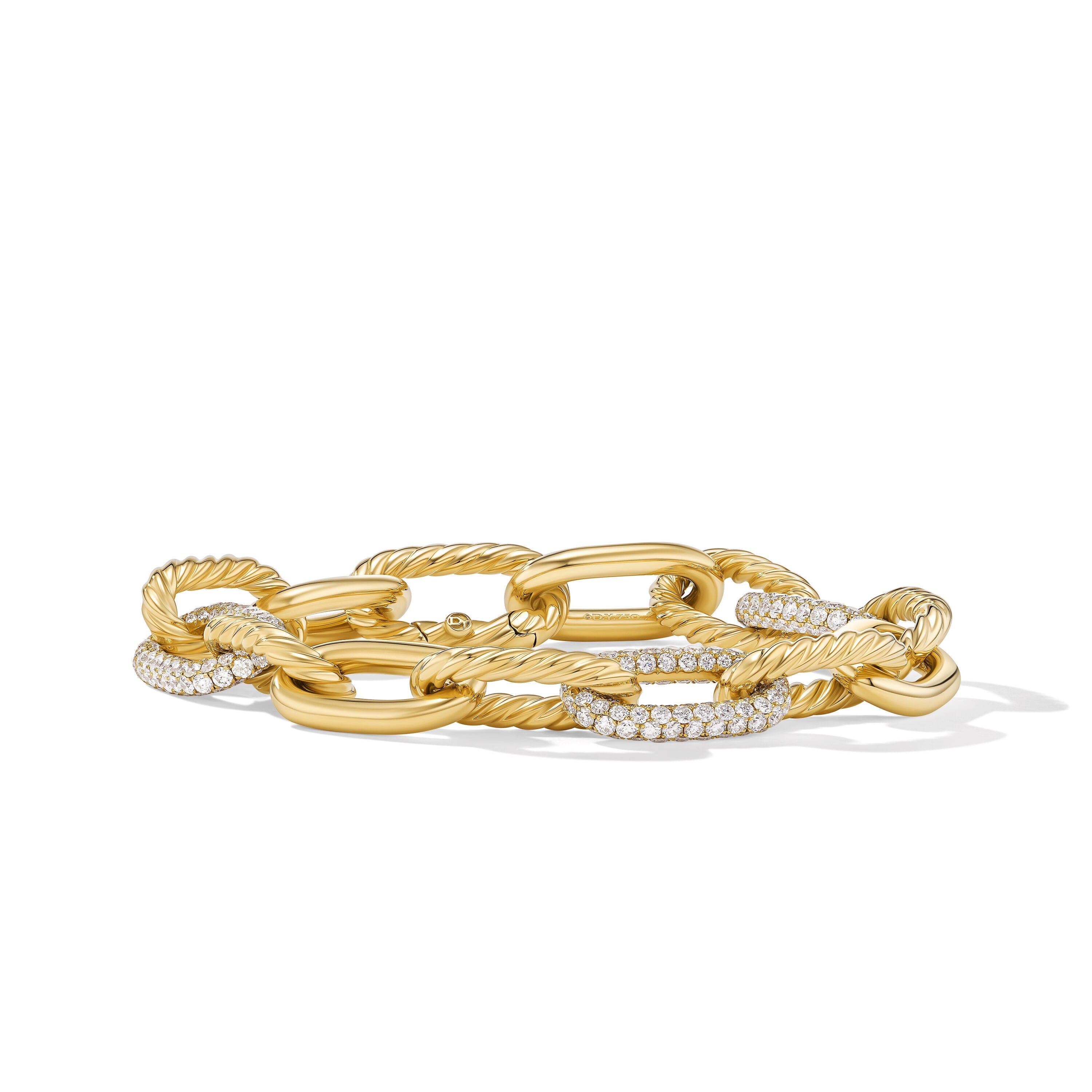 Dy Madison Chain Bracelet In 18k Yellow Gold With Diamonds 11mm