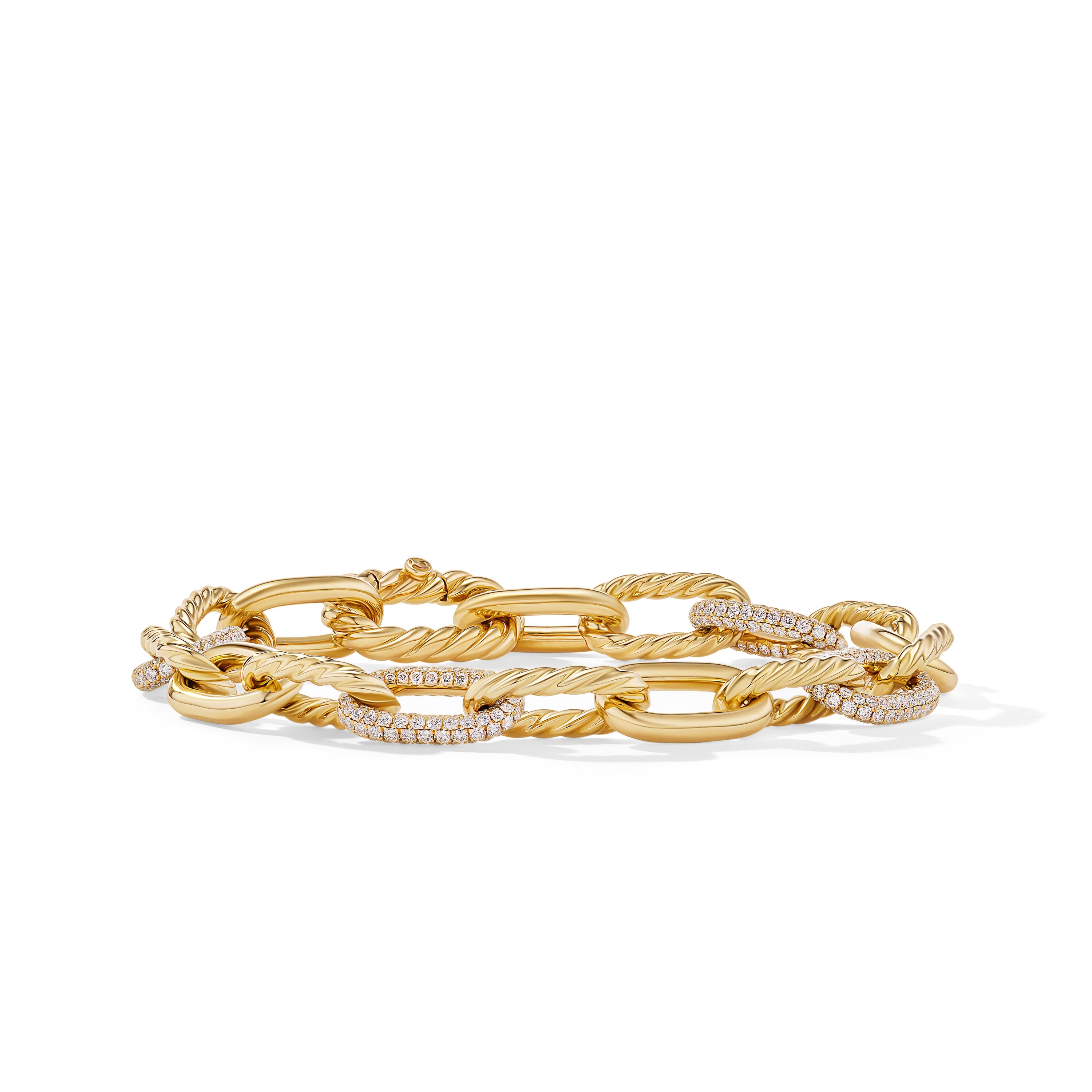 Dy Madison Chain Bracelet In 18k Yellow Gold With Diamonds 8.5mm