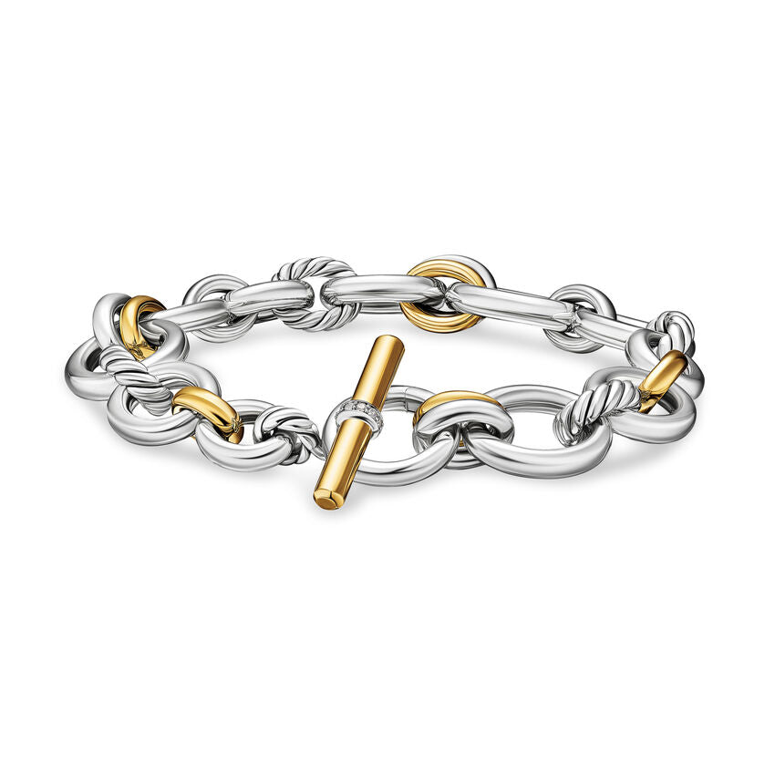 David Yurman Mercer® Chain Bracelet In Sterling Silver With 18k Yellow Gold And Diamonds, 8mm
