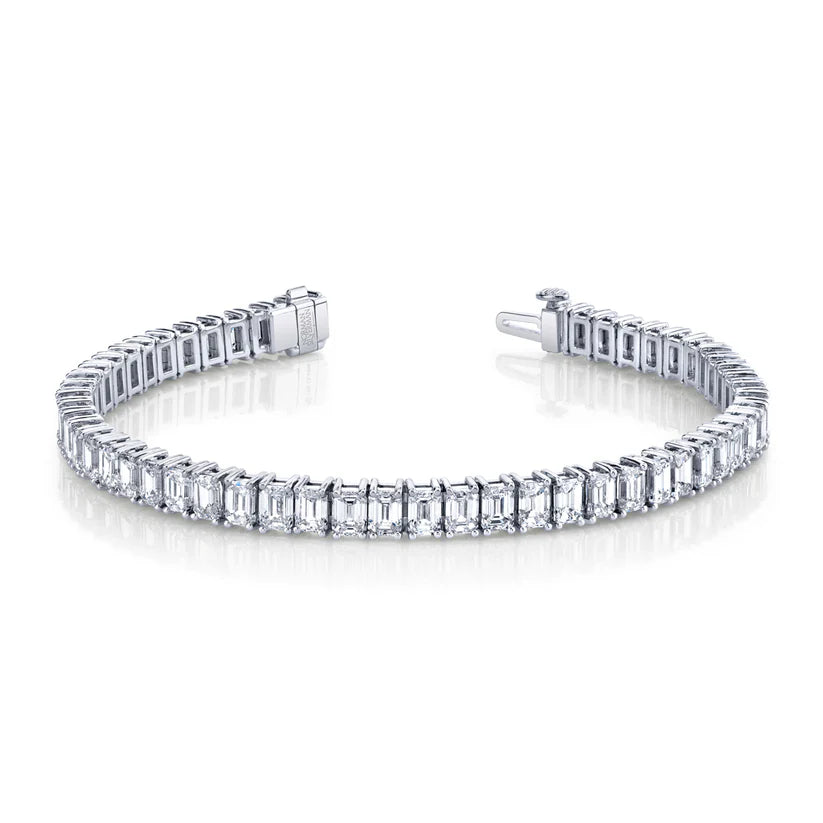 Norman Silverman 18k White Gold Emerald Cut Diamond Bracelet