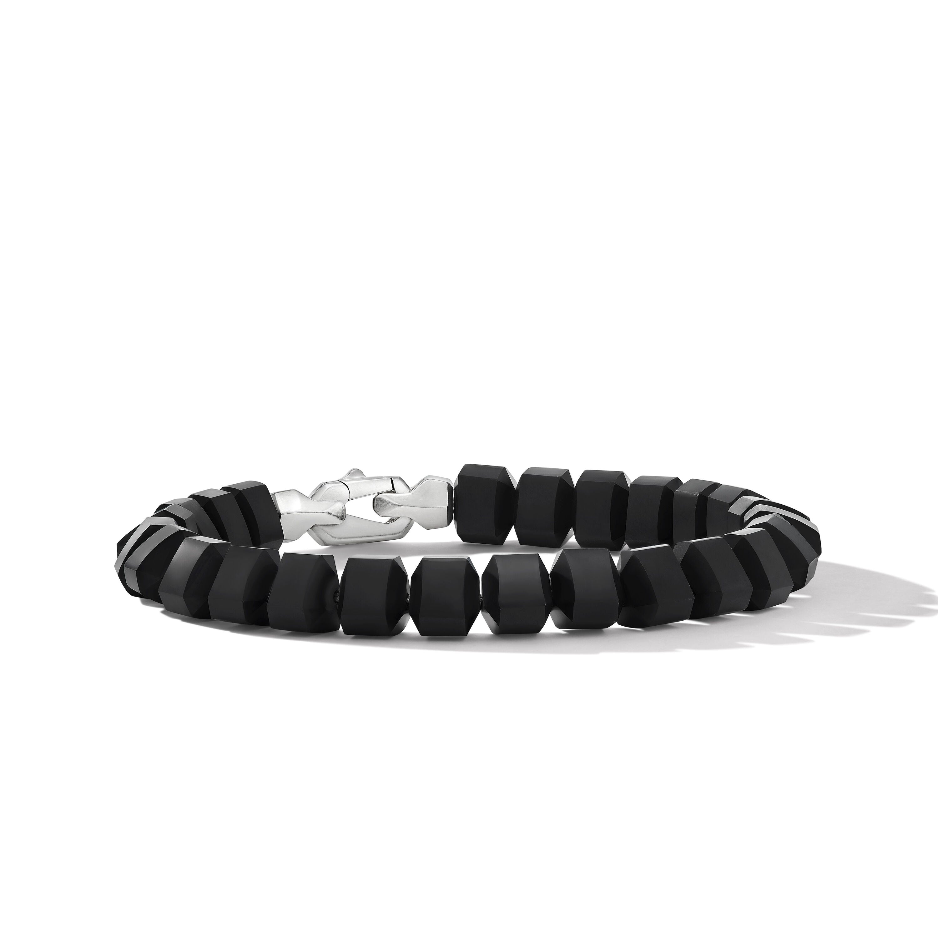 Spiritual Beads Bracelet In Sterling Silver With Black Onyx 8mm