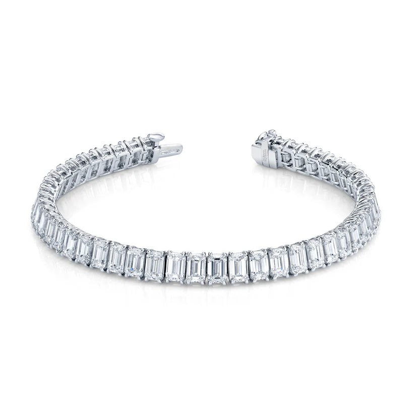Norman Silverman Platinum Emerald Cut Diamond Bracelet
