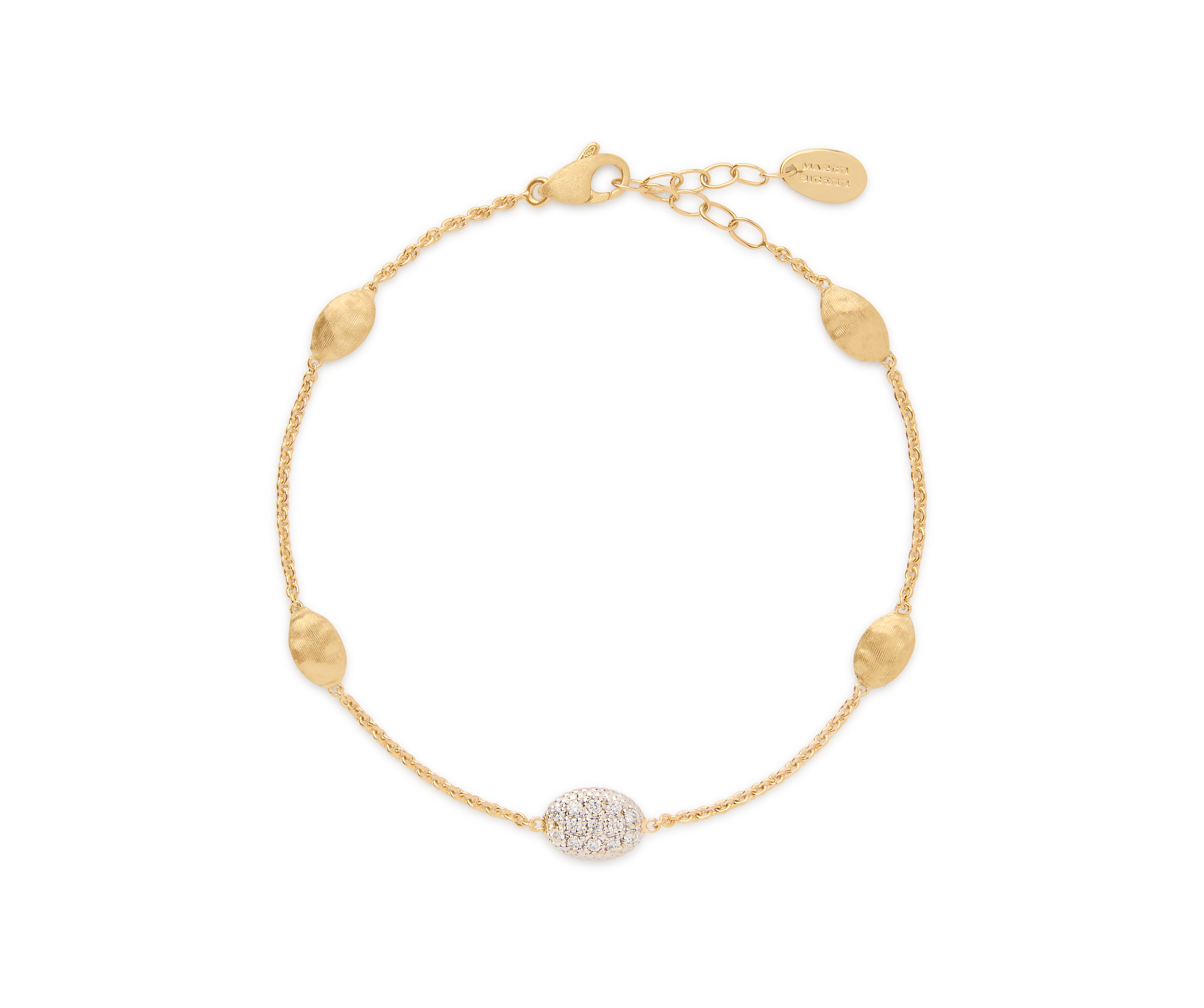 18k Yellow Gold Siviglia Beaded Station Bracelet with Diamonds