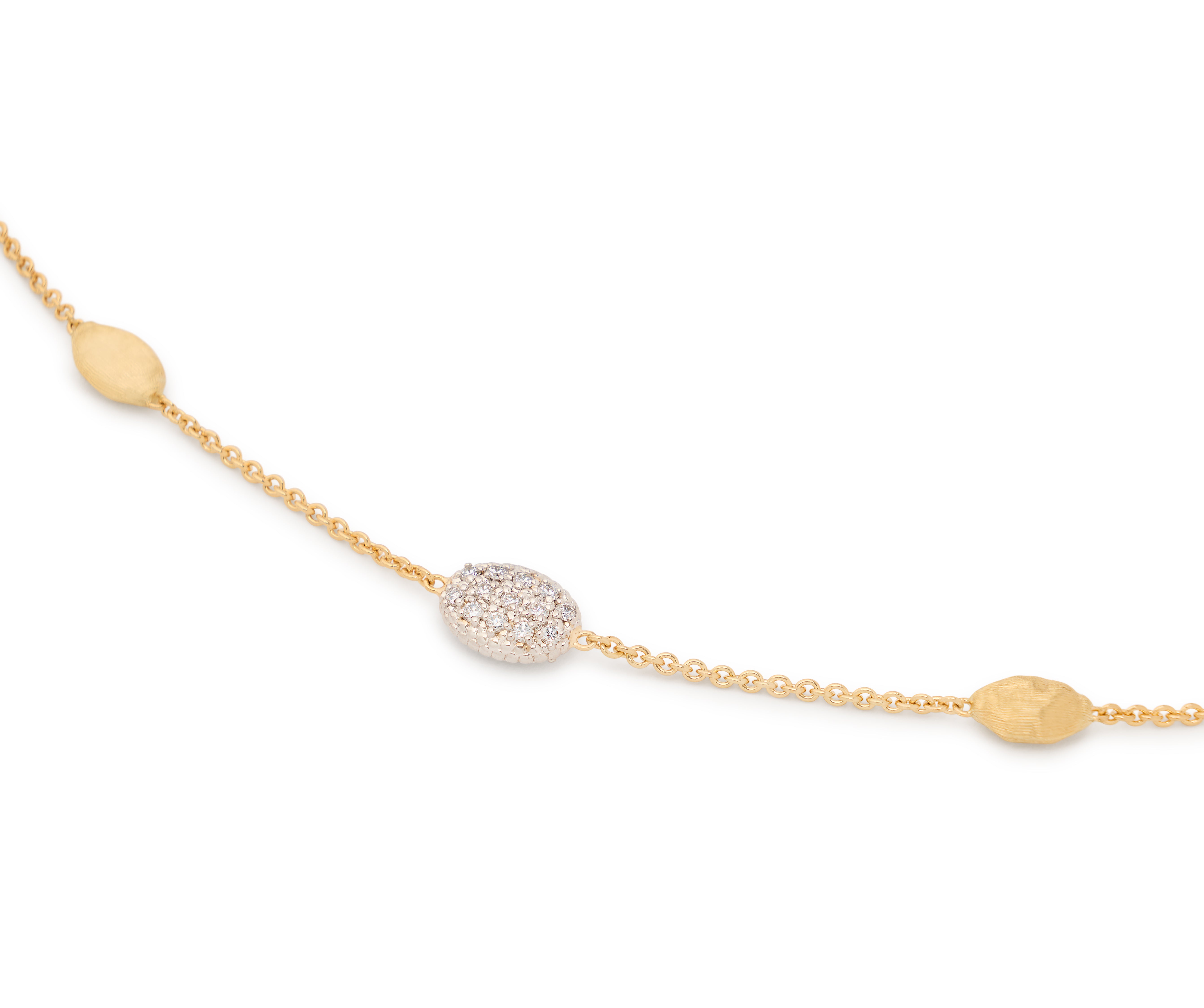 18k Yellow Gold Siviglia Beaded Station Bracelet with Diamonds