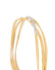 18k Yellow Gold Three Strand Marrakech Coil Bracelet with Diamond Bar