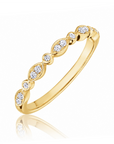 18k Yellow Gold Bezel-Set 0.11ctw Illusion Marquise and Round Diamond Band