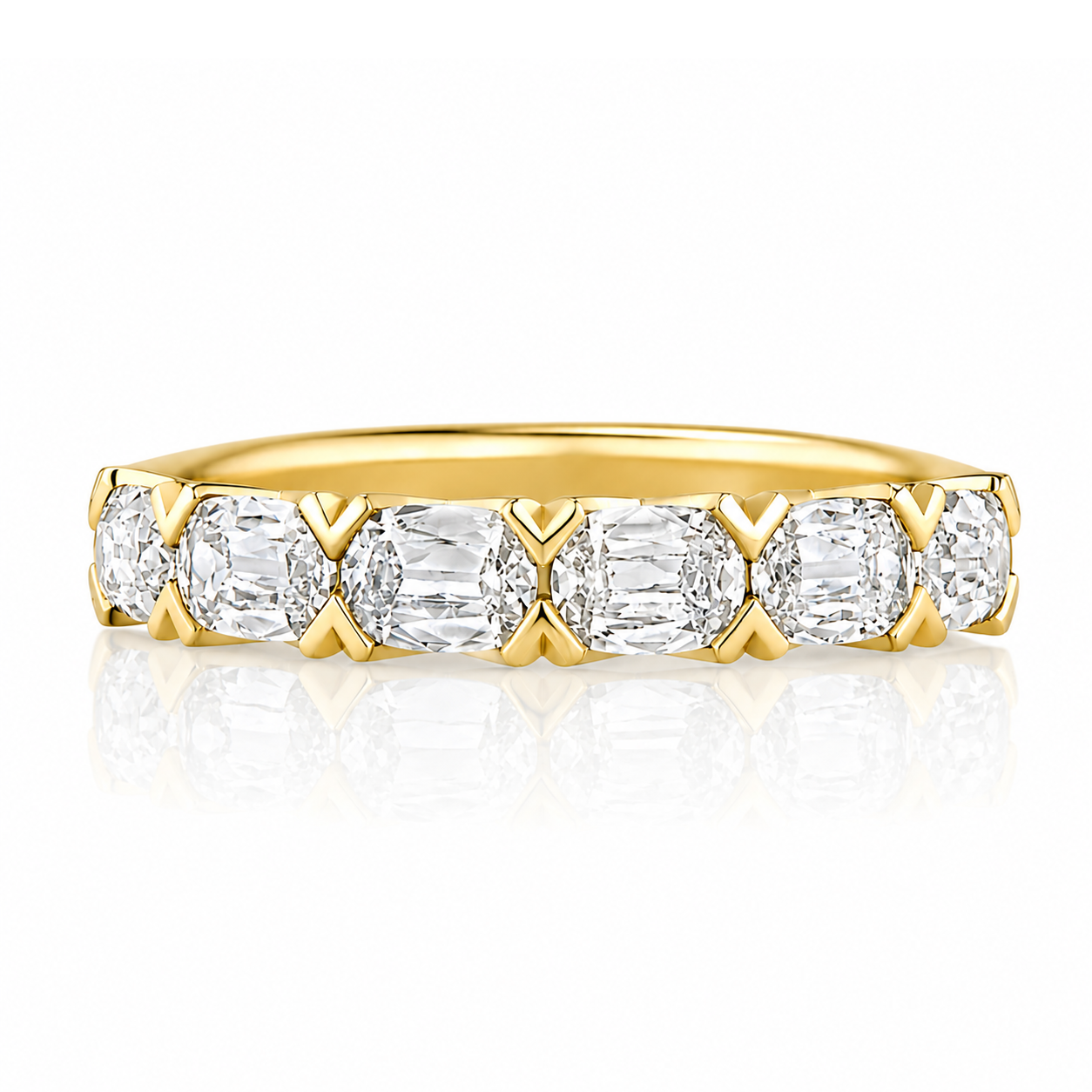 18K Yellow Gold East-West 1.25ctw "Daussi Cushion" Diamond Band