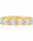 18k yellow gold band with cushion diamonds by Henri Daussi.