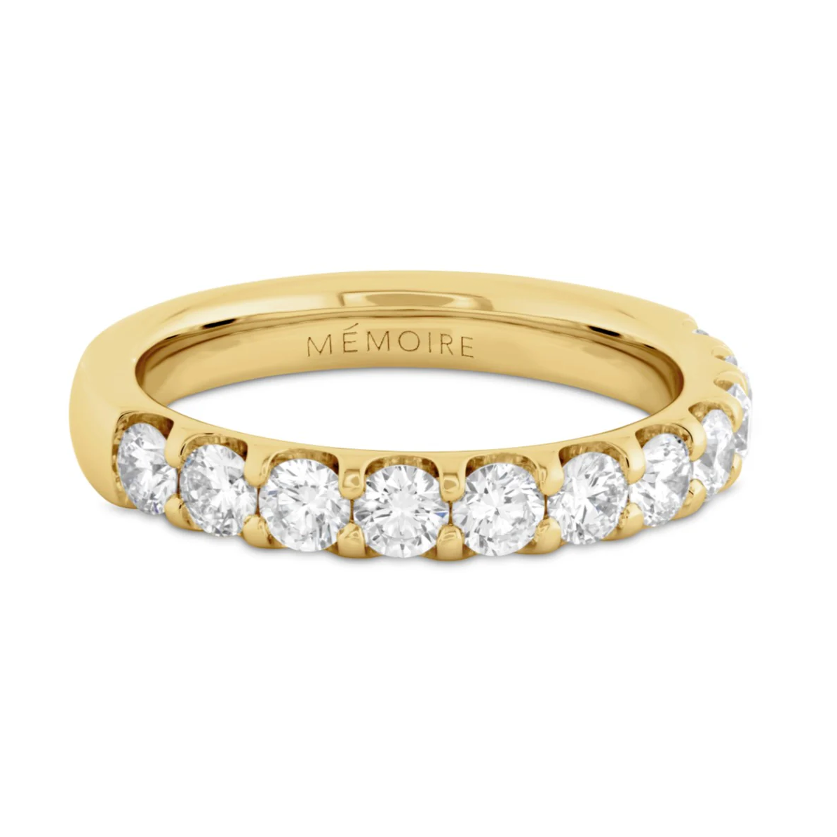 18k yellow gold half-eternity band with round diamonds by Memoire.