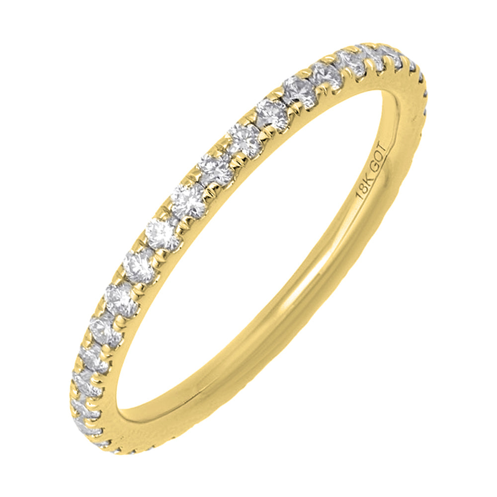 18k Yellow Gold Round Diamond Band