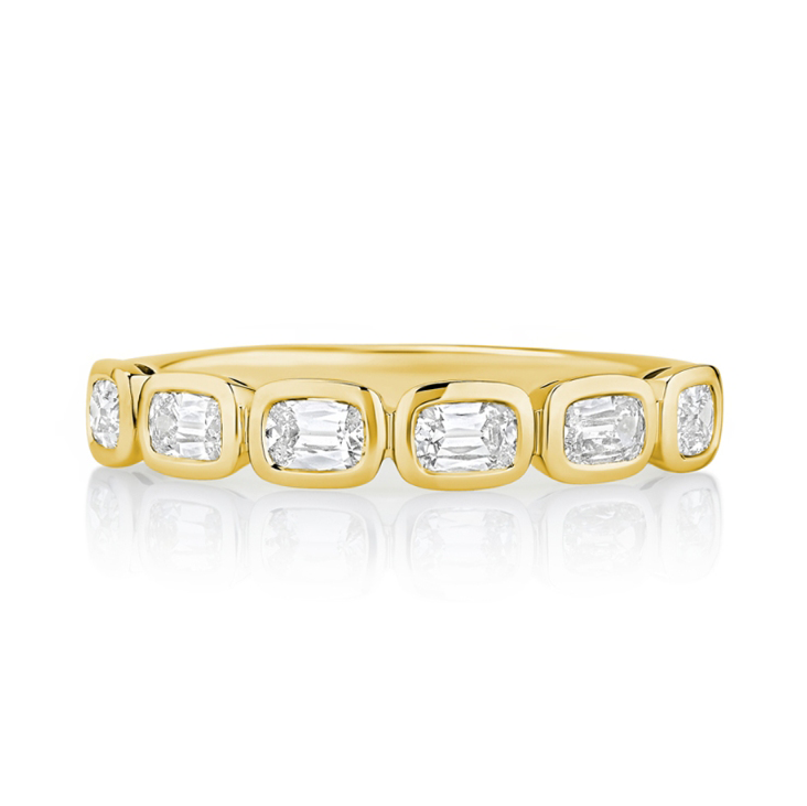 18k Yellow Gold East-West Bezel-Set 0.99ctw "Daussi Cushion" Diamond Band