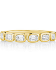 18k yellow gold band with bezel-set cushion diamonds by Henri Daussi.