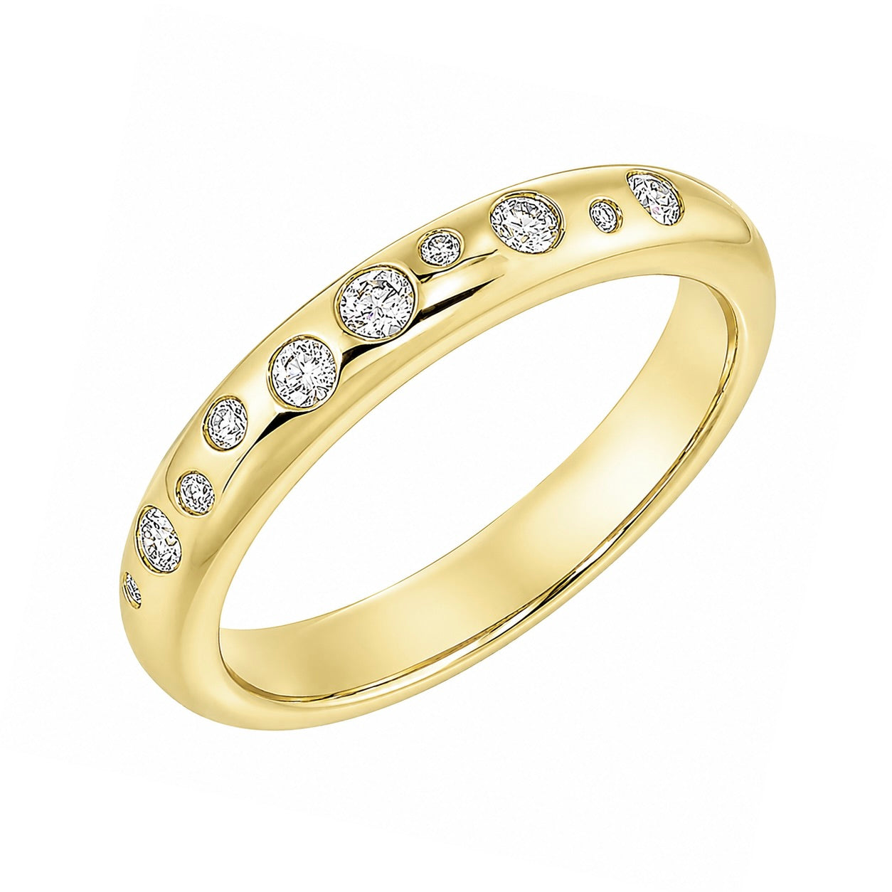 18k Yellow Gold Scattered Diamond Band