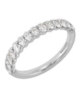 18k white gold half-eternity band with oval diamonds.