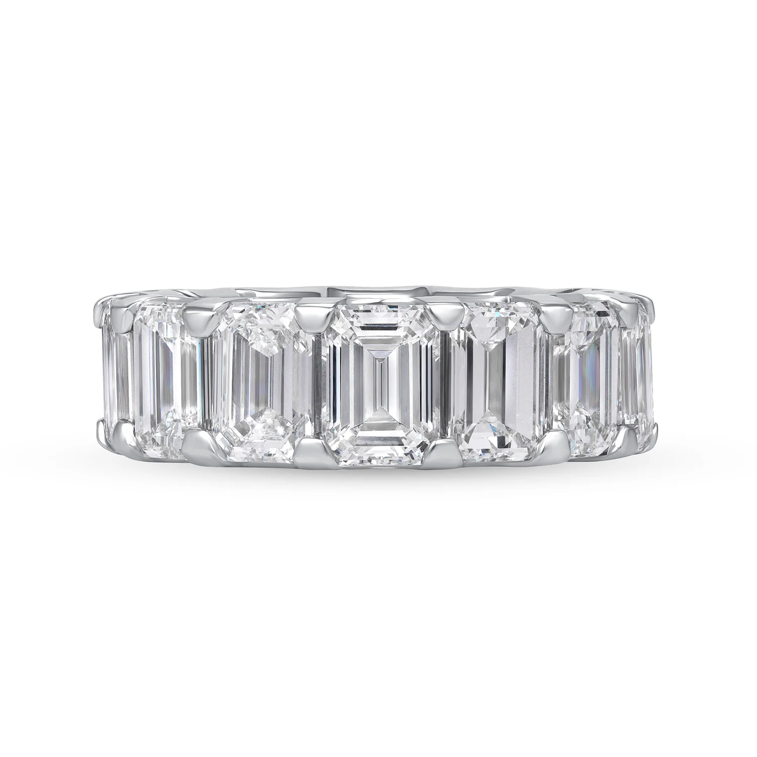 Platinum 11.48ctw Emerald Cut Diamond Eternity Band