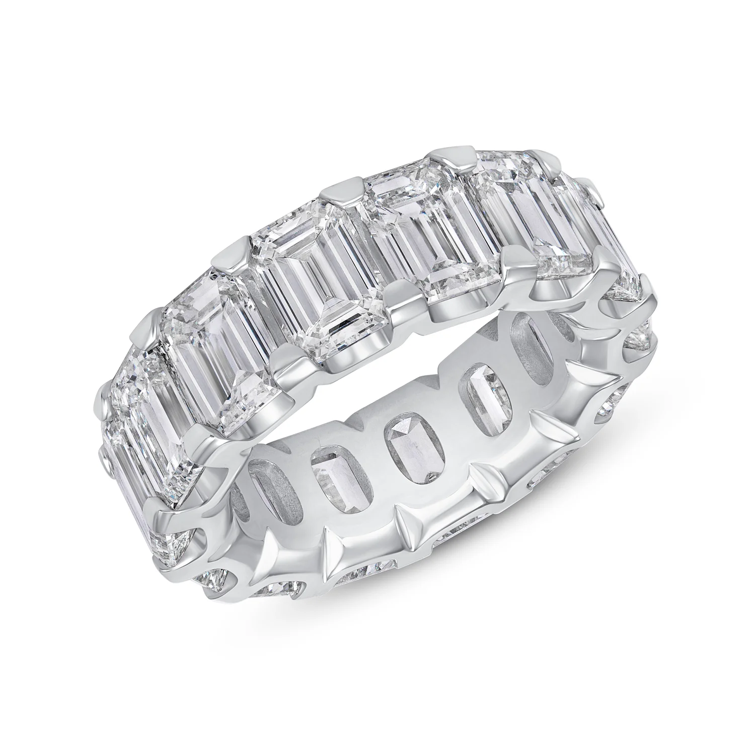 Platinum 11.48ctw Emerald Cut Diamond Eternity Band