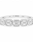 18k White Gold Bezel-Set 1.66ctw Emerald Cut Diamond Half-Eternity Band