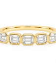 18k Yellow Gold Bezel-Set 1.70ctw Emerald Cut Diamond Half-Eternity Band