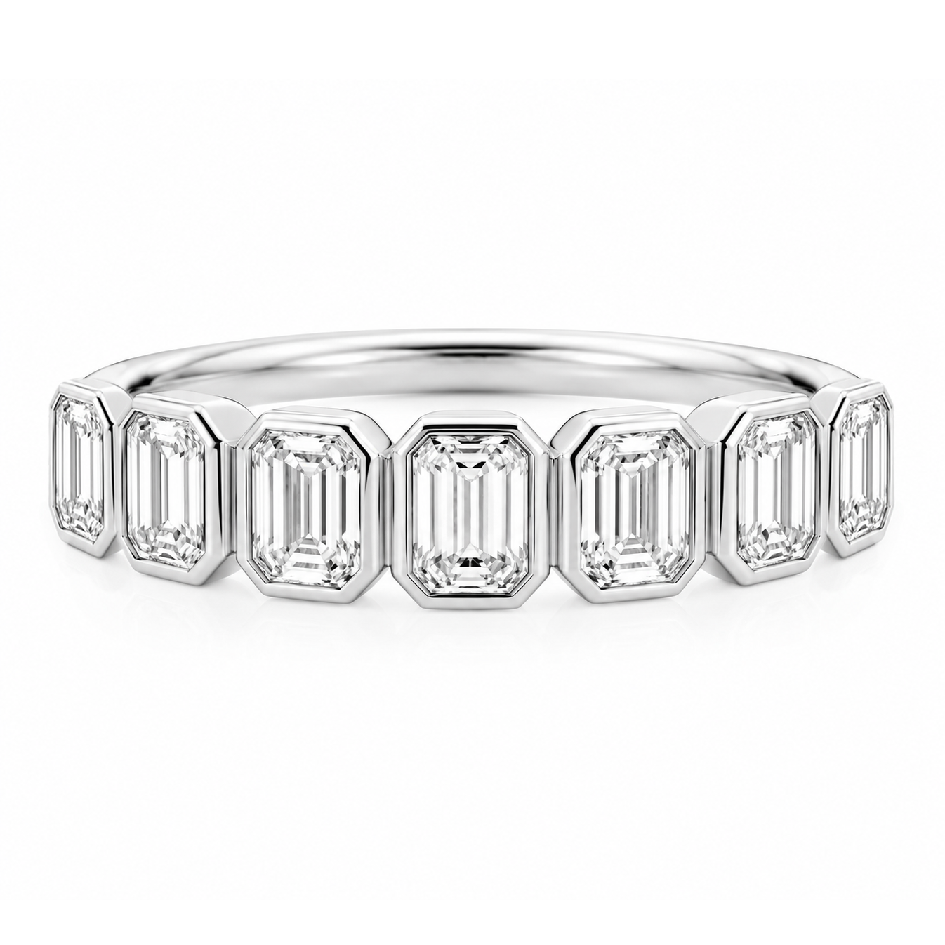 18k White Gold 2.14ctw Bezel-Set Diamond Half-Eternity Band