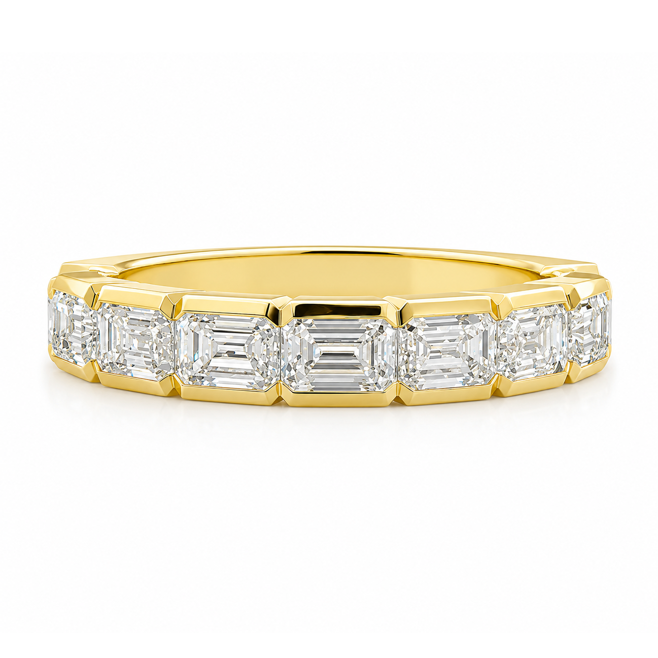 18k Yellow Gold Emerald Cut Diamond Band