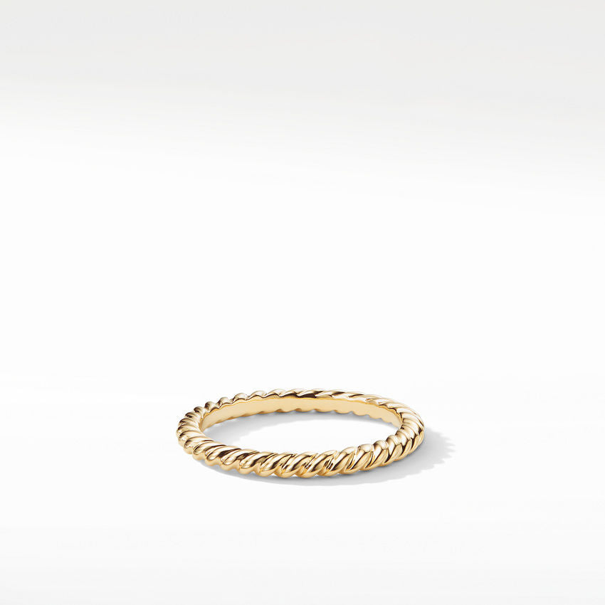 David Yurman 2 Mm Cable Outside, Smooth Inside Band In 18k Yellow Gold