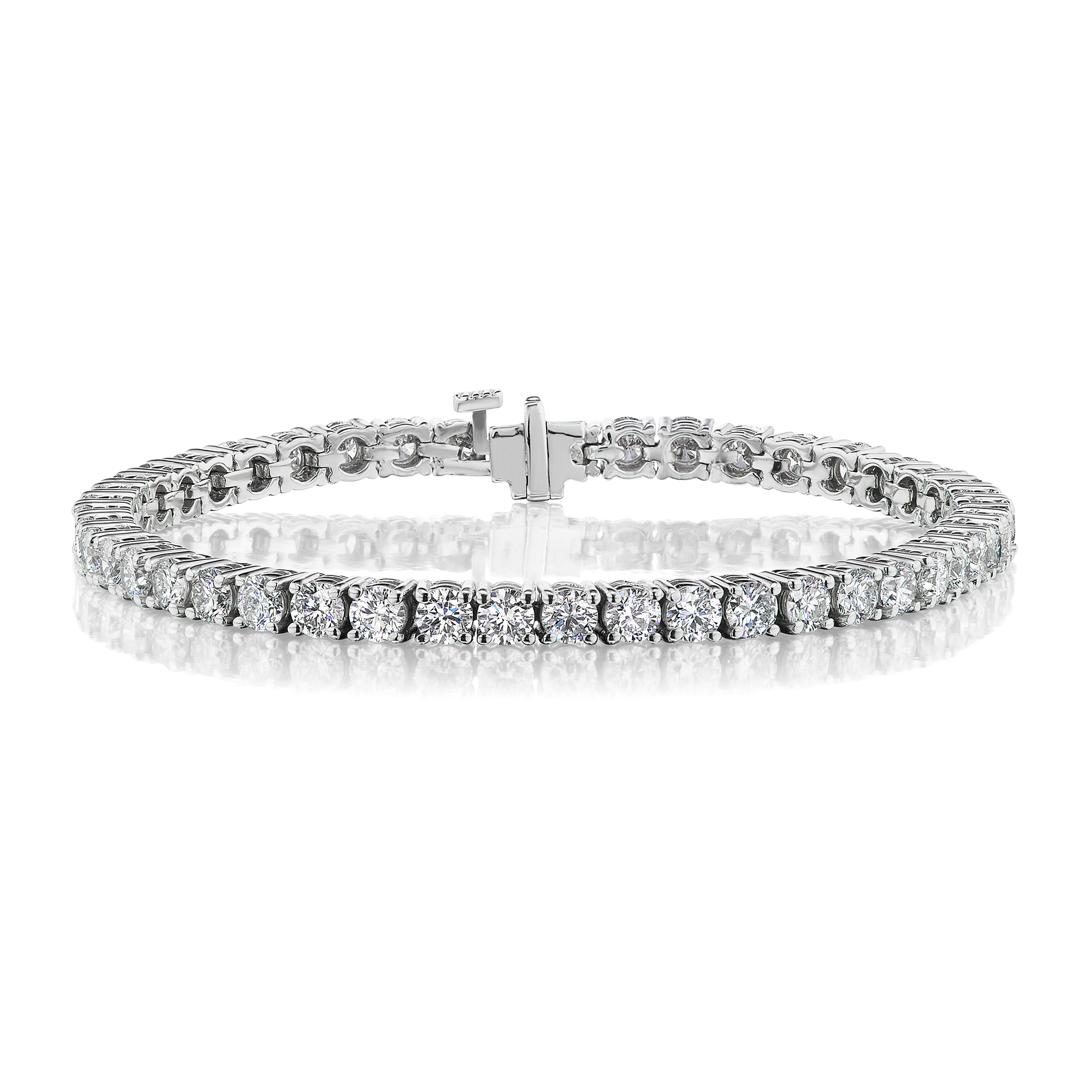 18k white gold round diamond tennis bracelet.