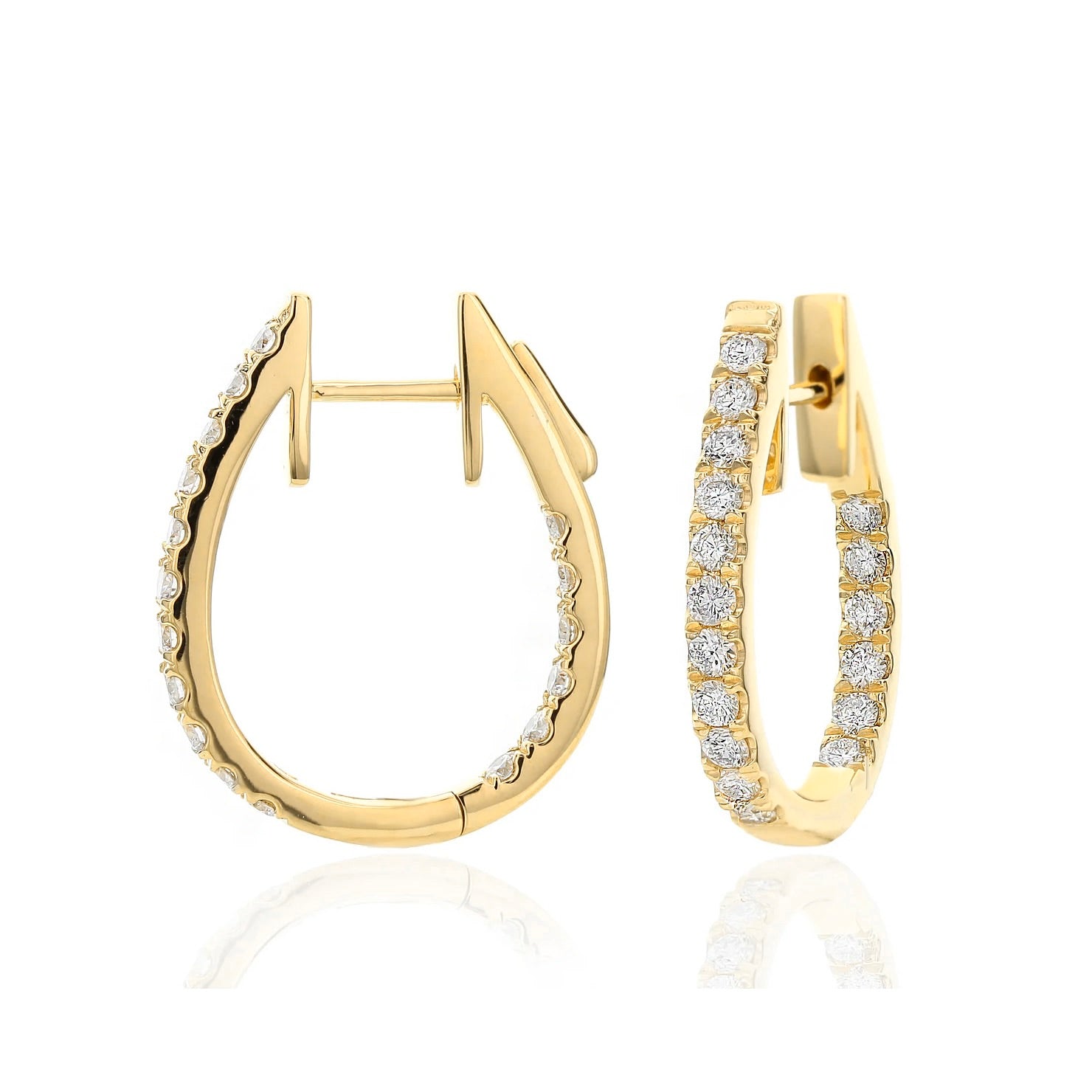 Brown &amp; Co. 18k Yellow Gold 1ct In &amp; Out Diamond Hoop Earrings