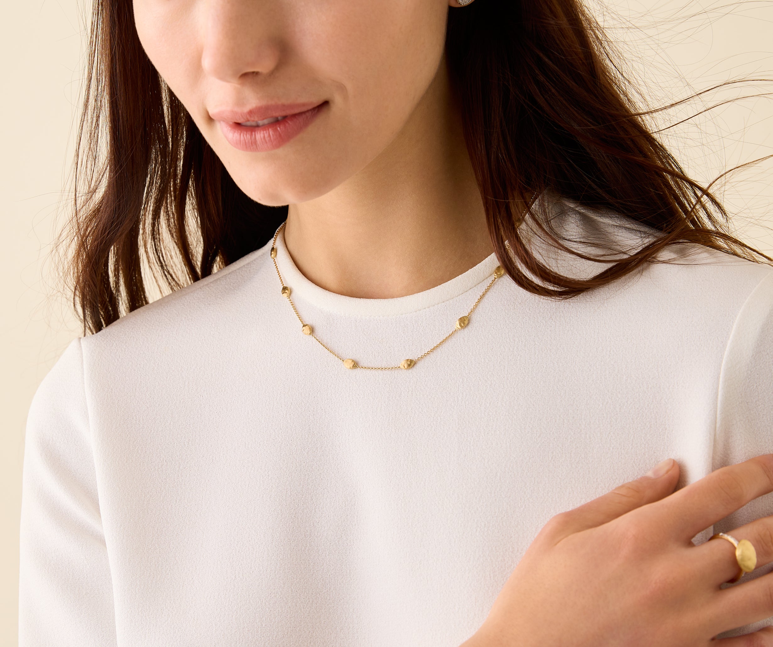 18k Yellow Gold Beaded Station Necklace