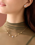 18k Yellow Gold "Halfsie" Bead Necklace with Diamonds