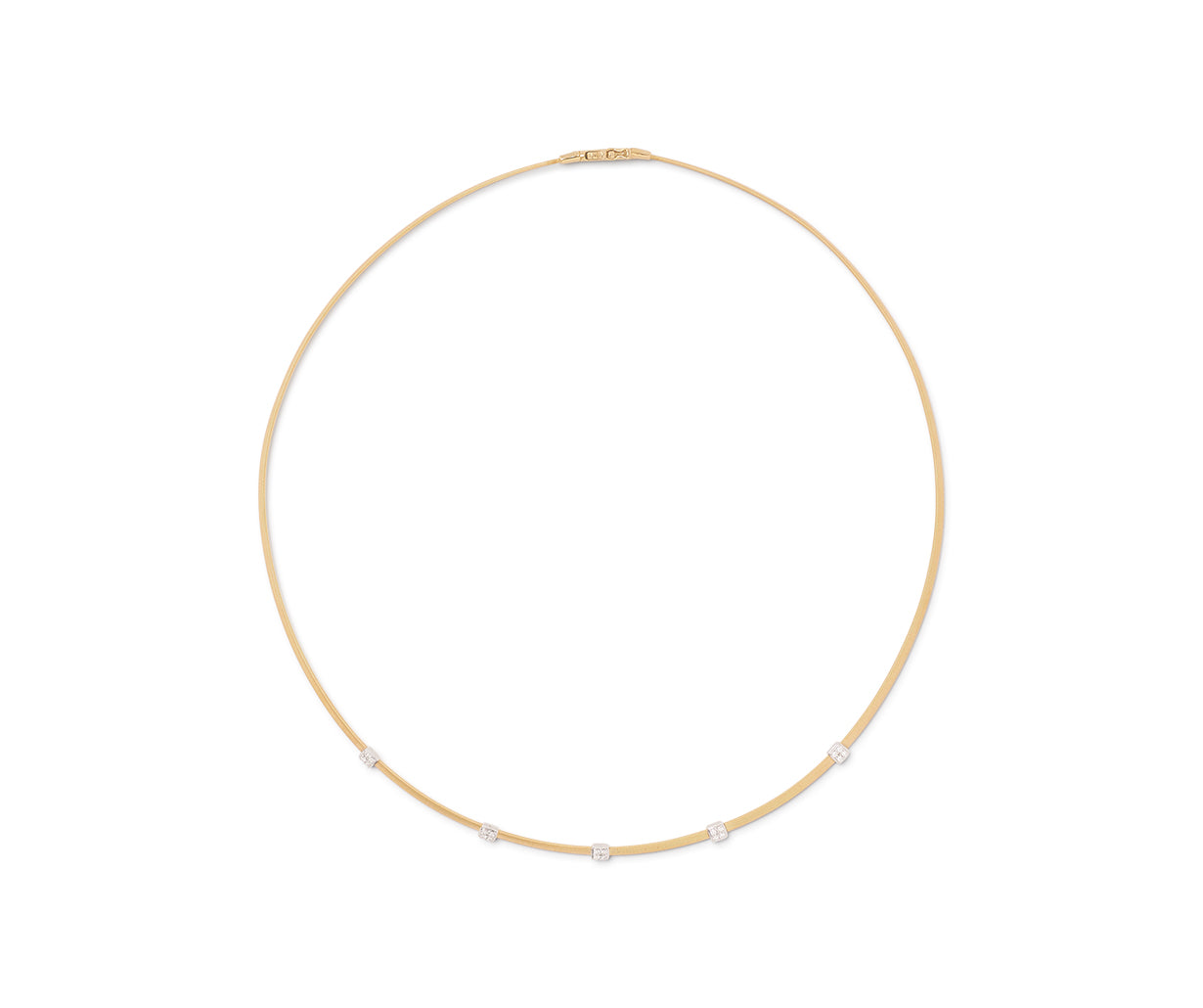 18k Yellow Gold Masai Coil Necklace with Diamond Stations