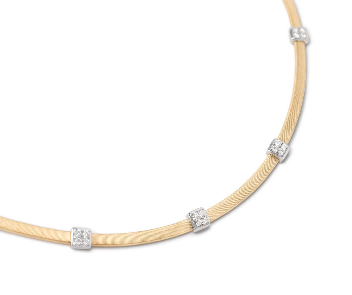 18k Yellow Gold Masai Coil Necklace with Diamond Stations