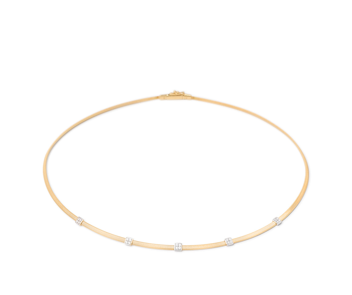 18k Yellow Gold Masai Coil Necklace with Diamond Stations