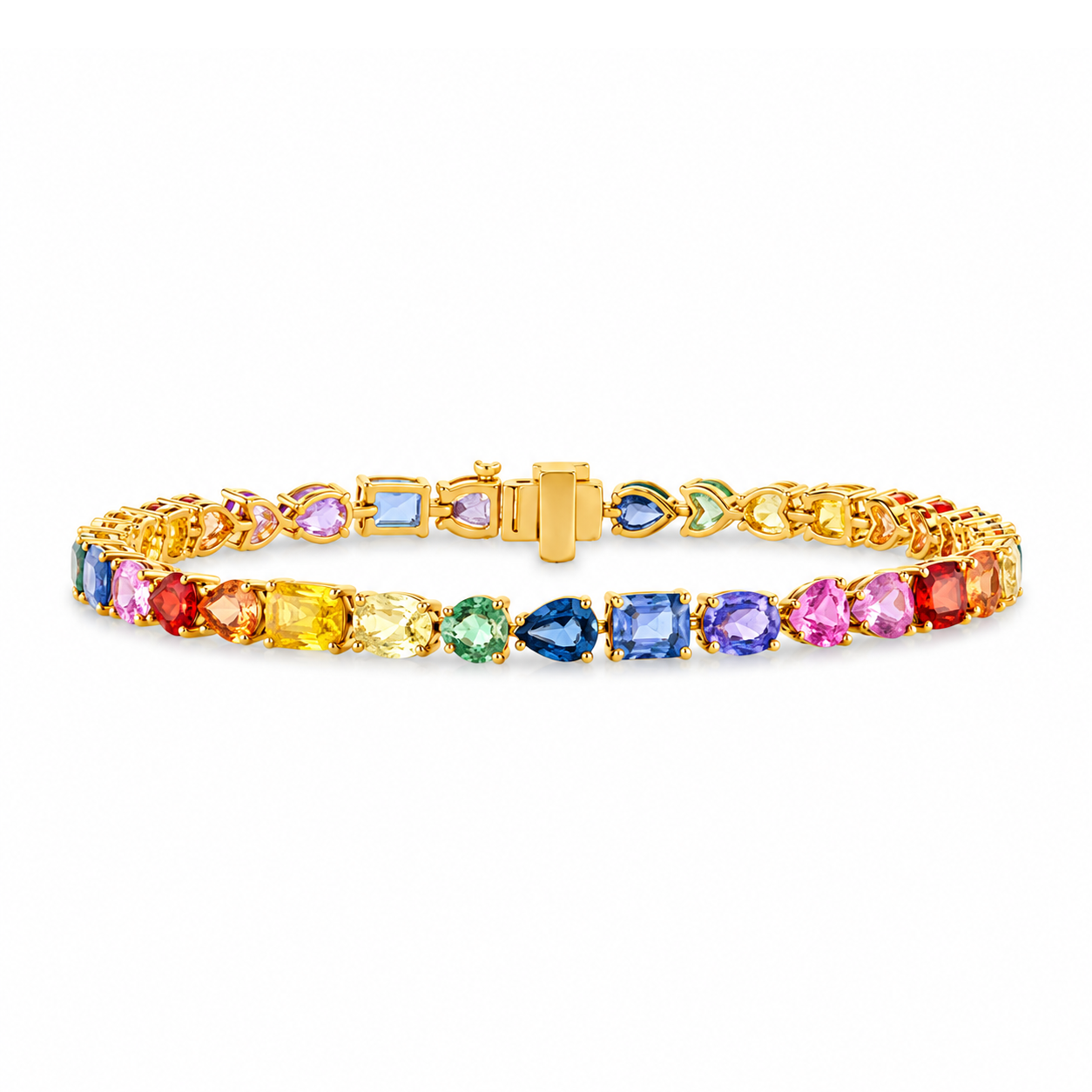 18k Yellow Gold Rainbow Sapphire Bracelet