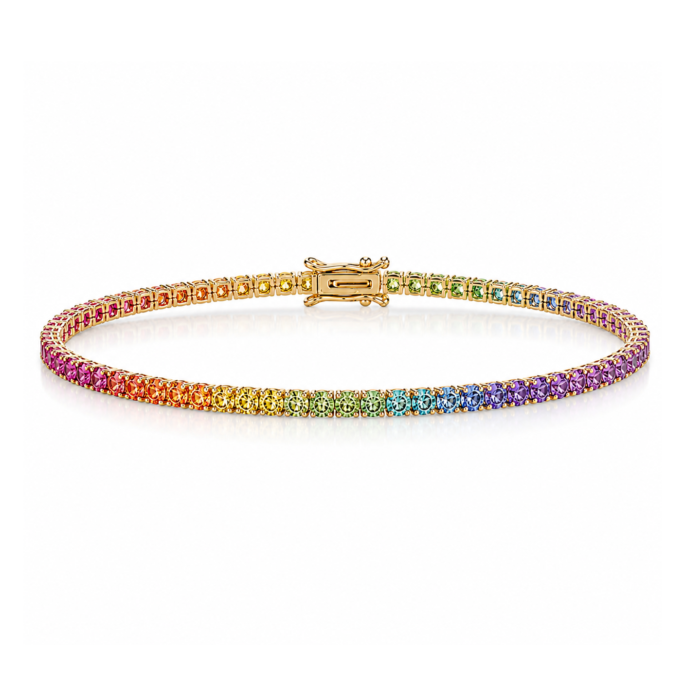 18k Yellow Gold Rainbow Sapphire Bracelet
