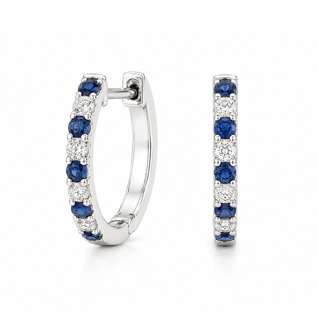18K White Gold Sapphire &amp; Diamond Earrings