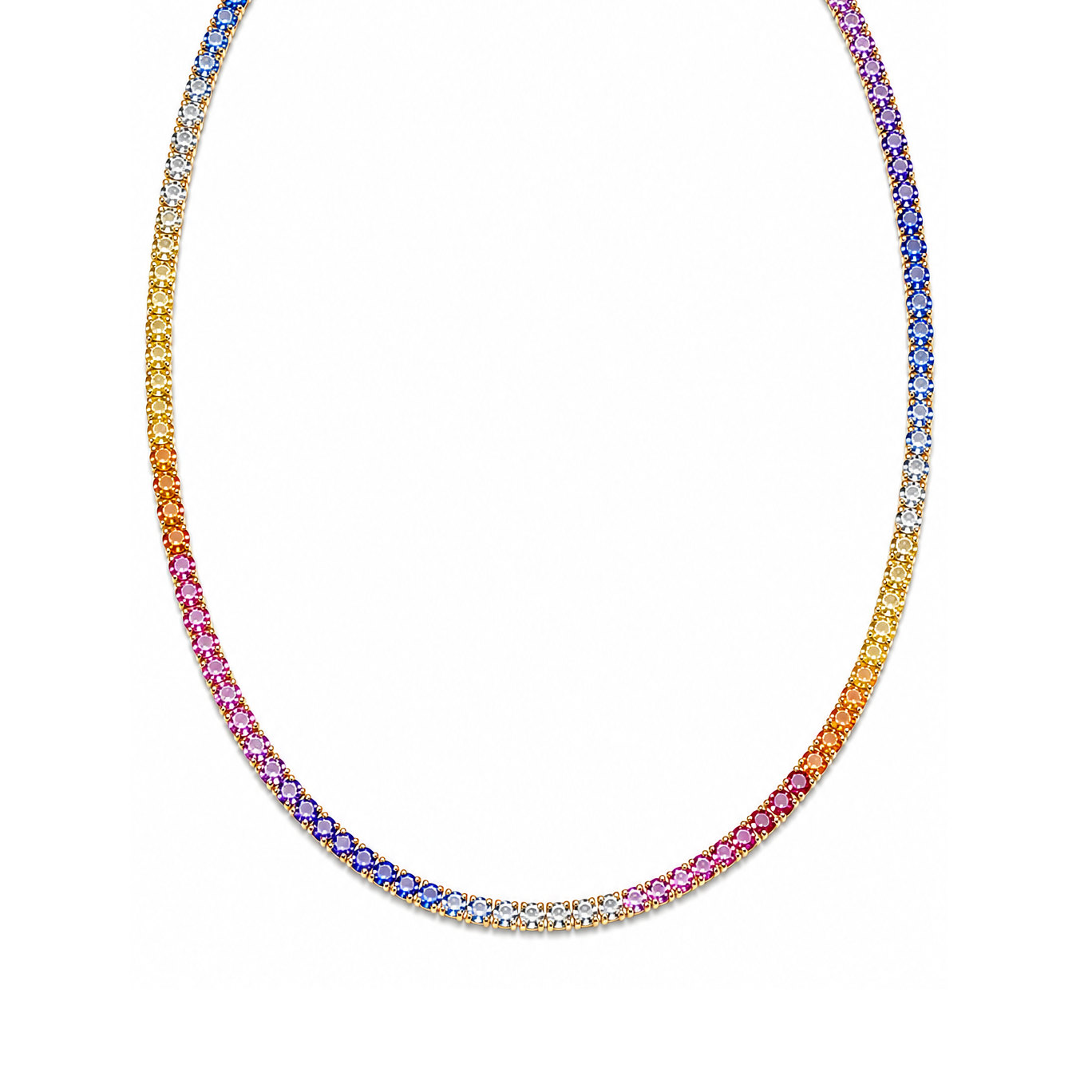18k Yellow Gold Rainbow Sapphire Necklace