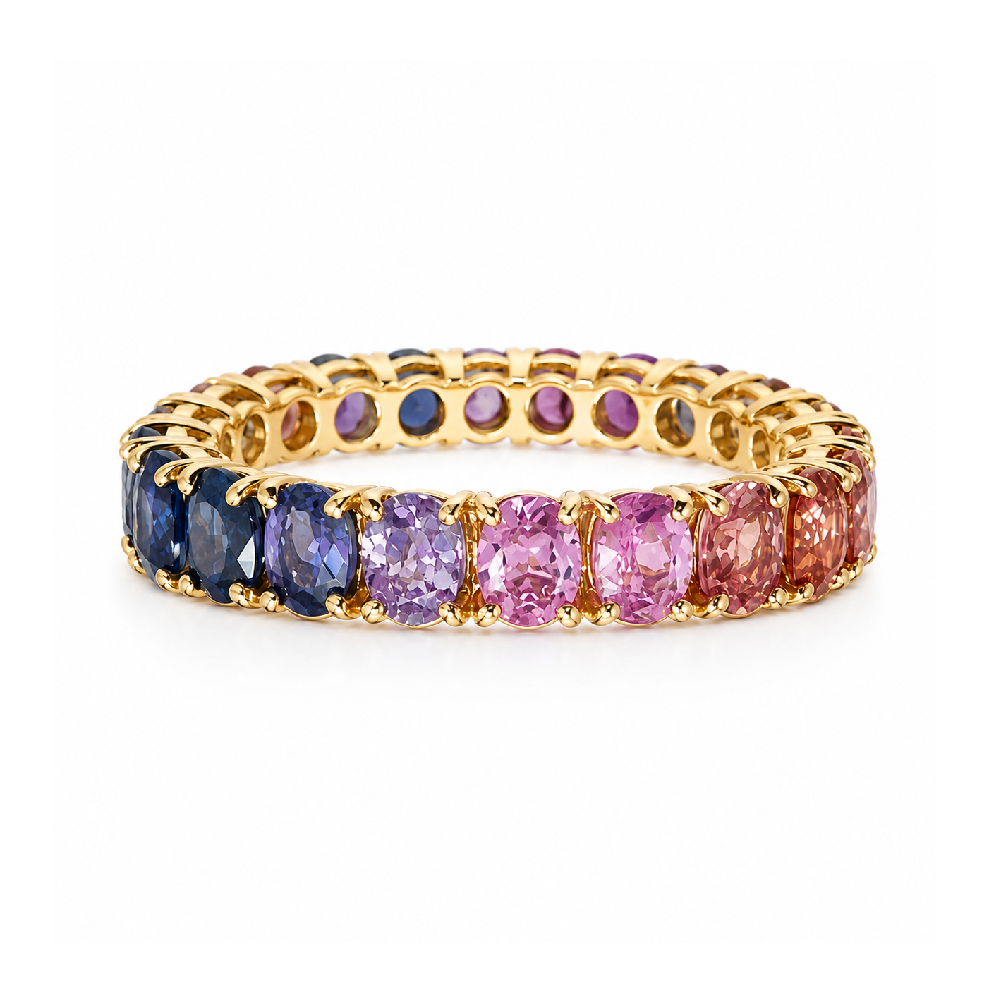 18k Yellow Gold Rainbow Sapphire Eternity Band