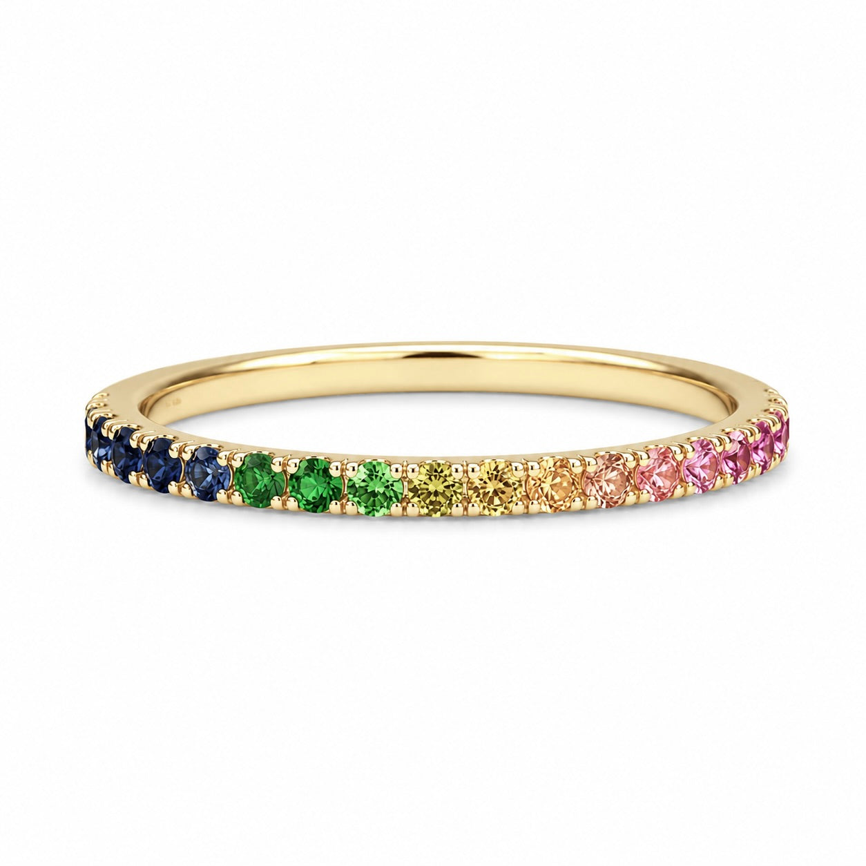 18k Yellow Gold Rainbow Sapphire Eternity Band