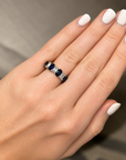 Alternating Oval Sapphire & Emerald Cut Diamond Band