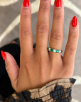Alternating Cushion Cut Emerald & Round Diamond Band