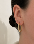 Yellow Gold Oval Hoop Earrings