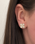 18k Yellow Gold Enchanted Garden Diamond Flower Stud Earrings