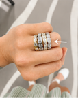 18k White Gold Bezel-Set 1.66ctw Emerald Cut Diamond Half-Eternity Band