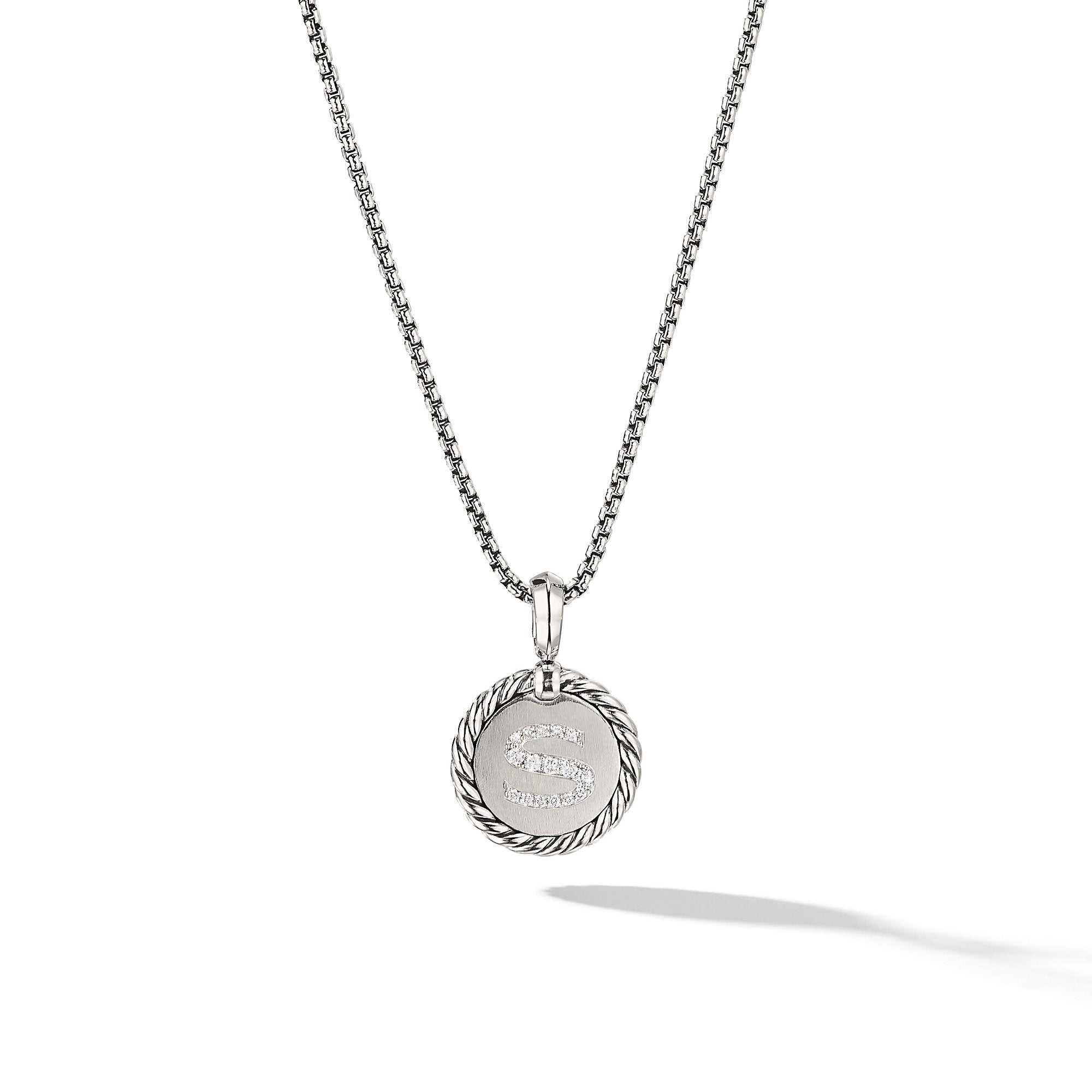 Initial Charm In Sterling Silver With Diamond S