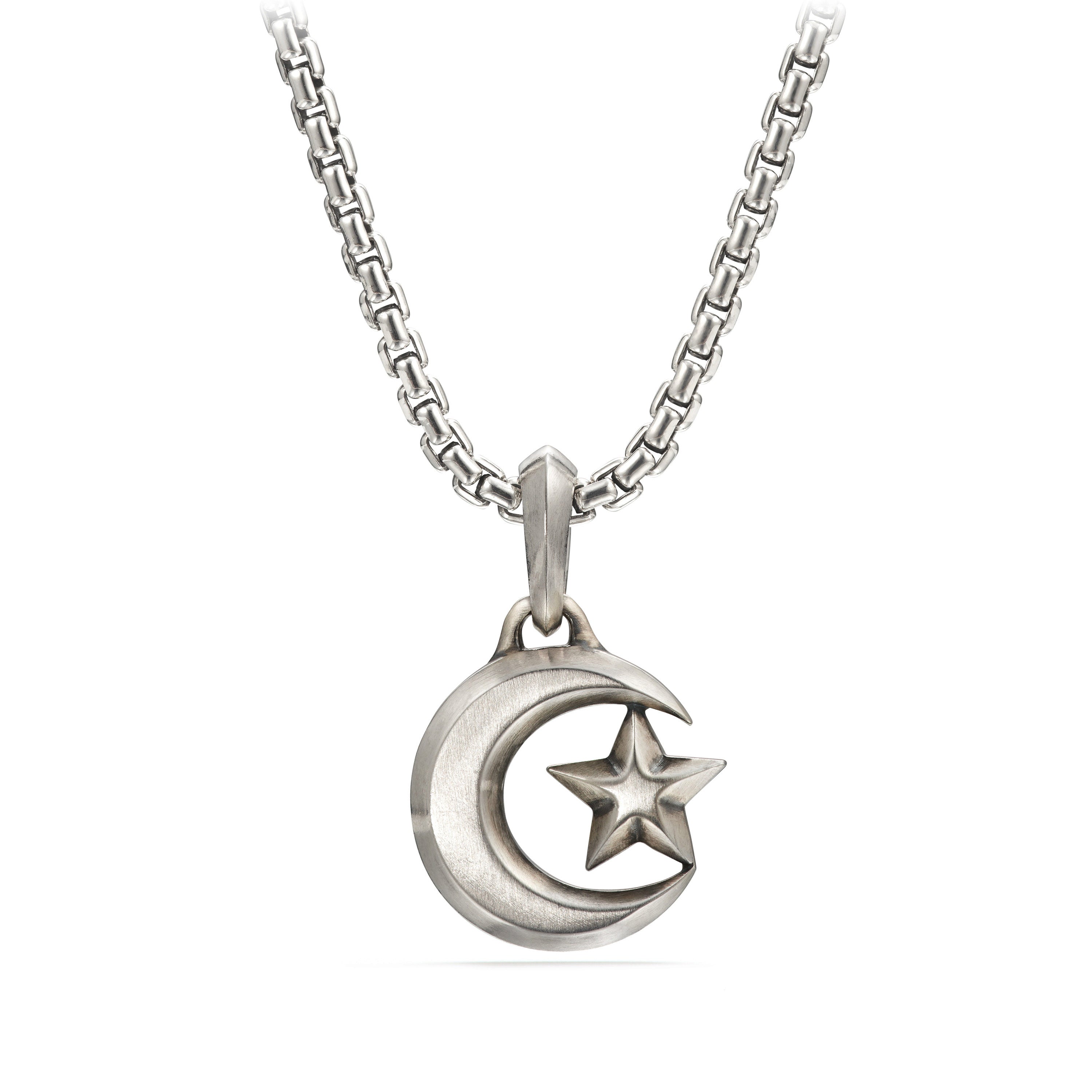 Star And Crescent Amulet In Sterling Silver 28.3mm