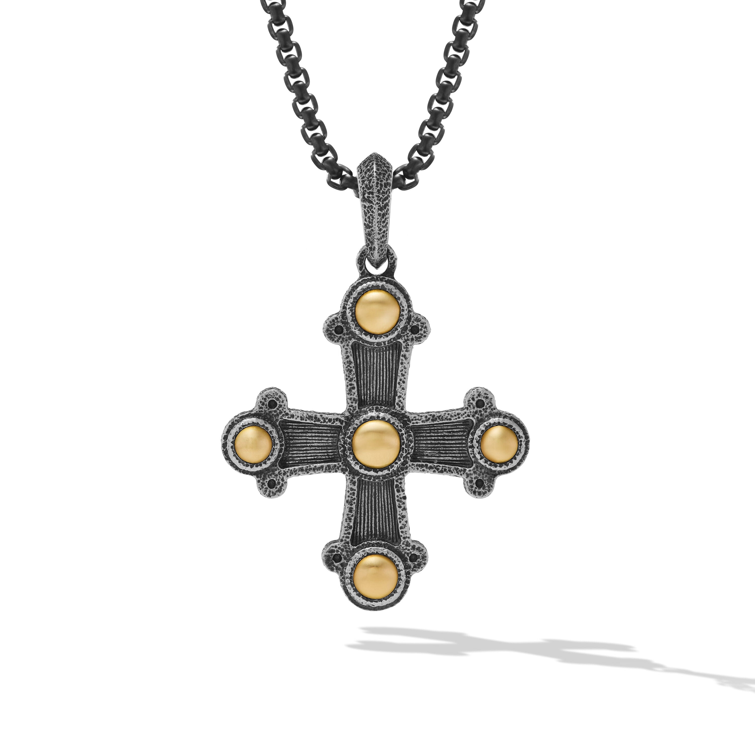 Shipwreck Cross Amulet  In Sterling Silver With 18k Yellow Gold 44mm