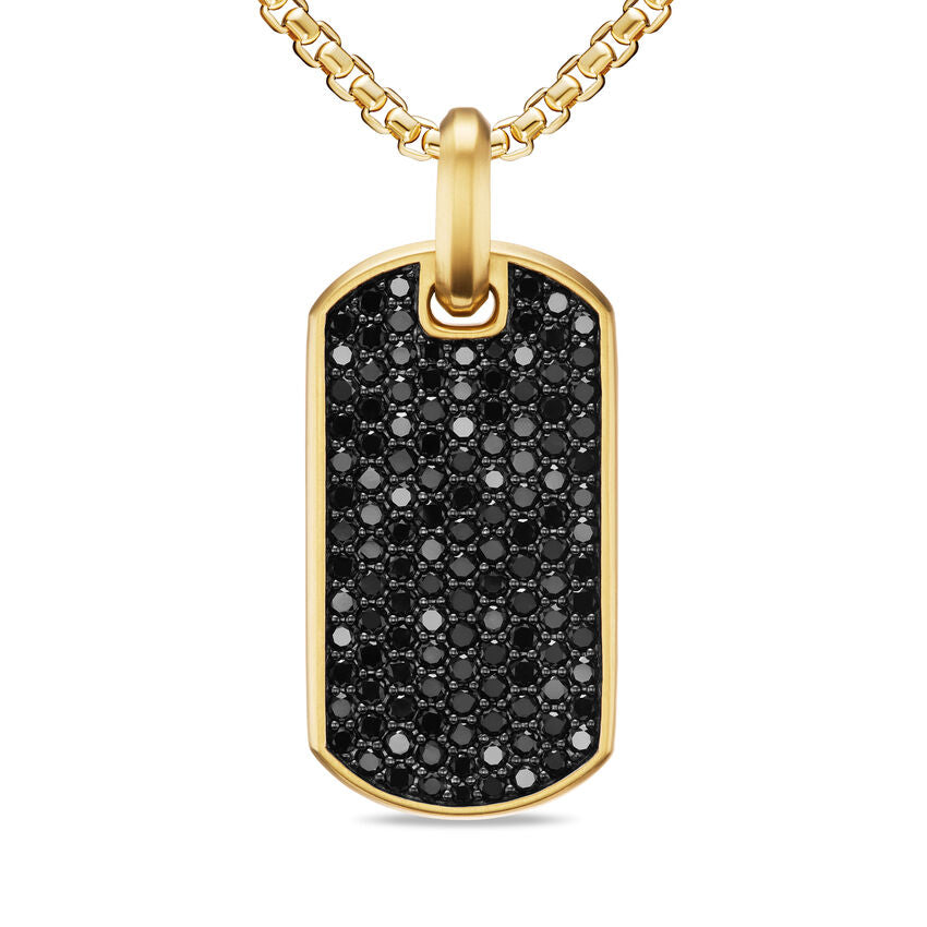 チ*ウ様 ブラックダイヤモンド＆18k＆ダイヤモンドネックレス David Yurman Chevron Tag In 18k Yellow Gold With Black Diamonds